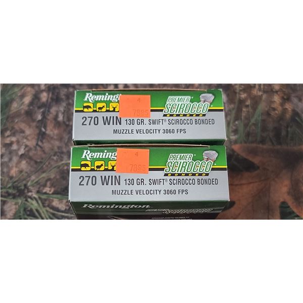 2 BOXES 270 WIN REMINGTON PREMIR SCIOCCO BONDED 130 GRAIN 3060 FPS 20 ROUNDS PER BOX NO SHIPPING ON
