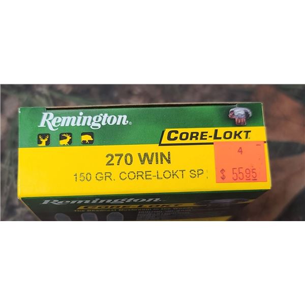1 BOXES 270 WIN REMINGTON CORE-LOKT TIPPED 150 GRAIN  20 ROUNDS PER BOX NO SHIPPING ON AMMO