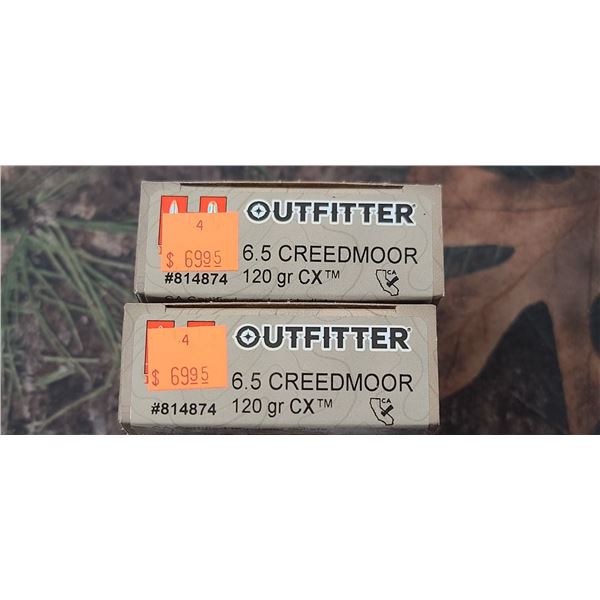 2 BOXES 6.5 CREEDMORE HORNADY CX 120 GRAINS 20 ROUNDS PER BOX NO SHIPPING ON AMMO