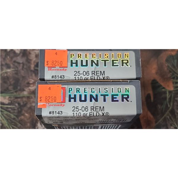 2 BOXES 25-06 REM HORNADY PRECISION HUNTER ELD-X 110 GRAIN 20 ROUNDS PER BOX NO SHIPPING ON AMMO