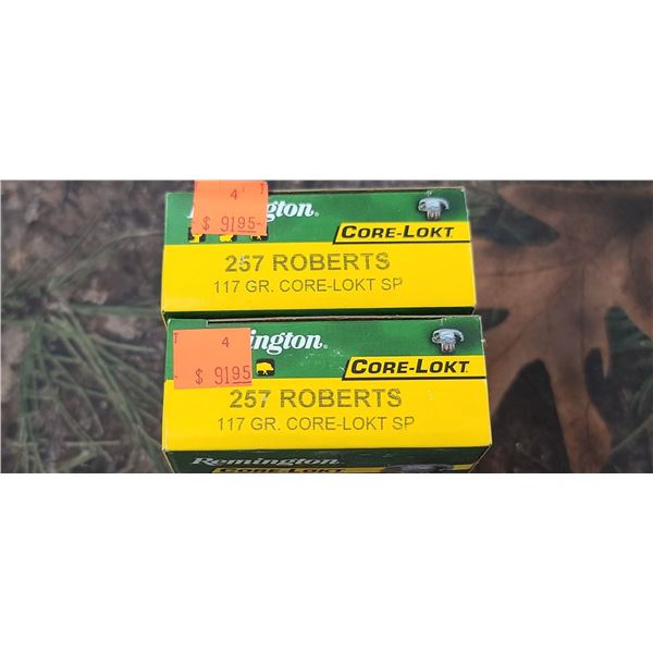 2 BOXES 257 ROBERTS REMINGTON CORE-LOKT SP 117 GRAIN 20 ROUNDS PER BOX NO SHIPPING ON AMMO