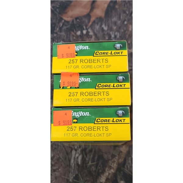 3 BOXES 257 ROBERTS REMINGTON CORE-LOKT SP 117 GRAIN 20 ROUNDS PER BOX NO SHIPPING ON AMMO