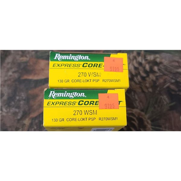 2 BOXES 270 REMINGTON COR-LOKT PSP 130 GRAIN 20 ROUNDS PER BOX NO SHIPPING ON AMMUNTION