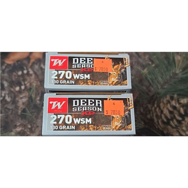 2 BOXES 270 WSM WINCHESTER DEER SEASON XP 130 GRAIN 20 ROUNDS PER BOX NO SHIPPING ON AMMUNTION