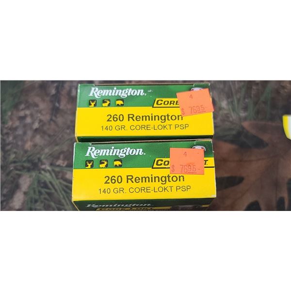 2 BOX 260 REMINGTON , CORE LOCKT PSP 140 GRAIN 20 ROUNDS PER BOX NO SHIPPING ON AMMUNTION