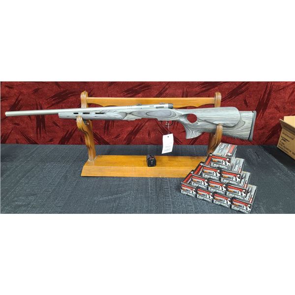 SAVAGE B-MAG 17 WSM C/W 10 BOXES OF 17 WSM AMMO STAINLESS STEEL MEAVY THUMB HOLE LAMINATED MATTE STO