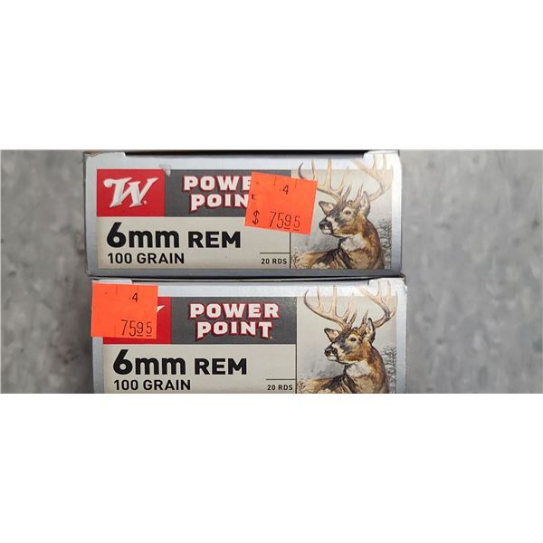 2 BOXES 6MM REMINGTON WINCHESTER POWER POINT 100 GRAIN 20 ROUNDS PER BOX NO SHIPPING ON AMMUNTION