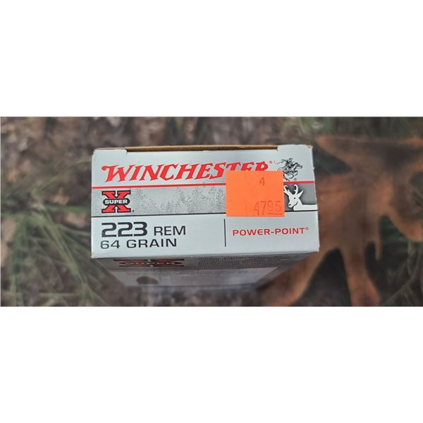 1 BOX 223 REM, WINCHESTER SUPER-X POWER POINT 64 GRAIN 20 ROUNDS PER BOX NO SHIPPING ON AMMO