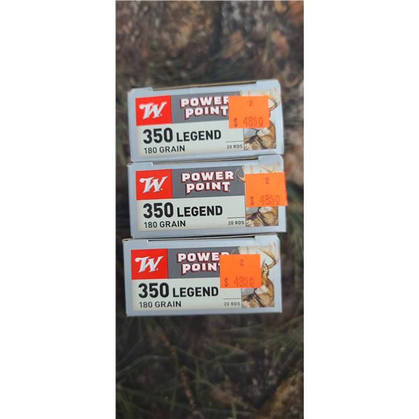 3 BOXES 350 LEGEND WINCHESTER DEER SEASON XP 180 GRAIN 20 ROUNDS PER BOX NO SHIPPING ON AMMUNTION