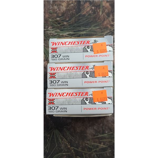 3 BOXES 307 WIN. WINCHESTER POWER POINT 180 GRAIN 20 ROUNDS PER BOX NO SHIPPING ON AMMUNTION