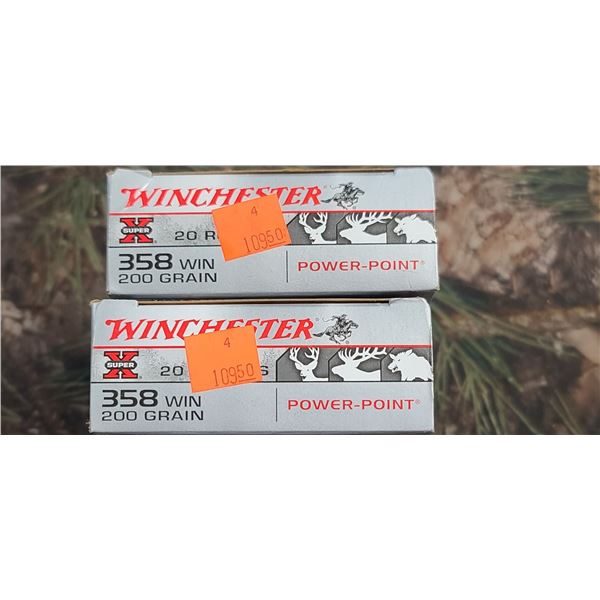 2 BOXES 358 WIN. WINCHESTER POWER POINT SUPER X 200 GRAIN 20 ROUNDS PER BOX NO SHIPPING ON AMMUNTION