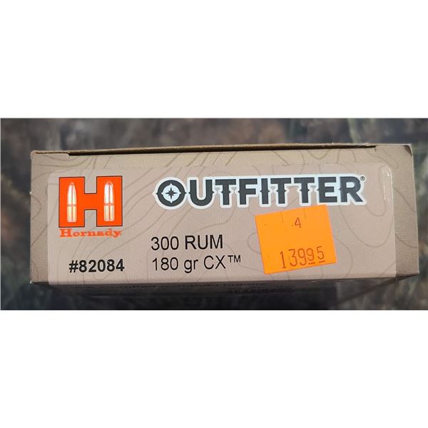 1 BOX RUM HORNADY OUTFITTER CX 180 GRAIN NON-LEAD BULLETS 20 ROUNDS PER BOX ON SHIPPING ON AMMUNTION