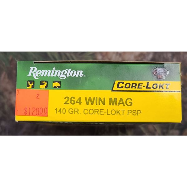 1 BOX 264 WIN. MAG. REMINGTON CORE-LOKT PSP 140 GRAIN  20 ROUNDS PER BOX ON SHIPPING ON AMMUNTION