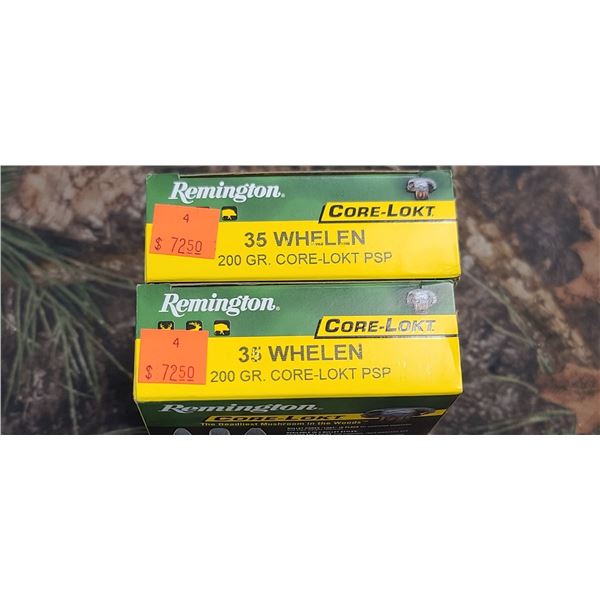 2 BOXES 35 WHELEN REM. REMINGTON CORE-LOKT PSP 200 GRAIN 20 ROUNDS PER BOX ON SHIPPING ON AMMUNTION