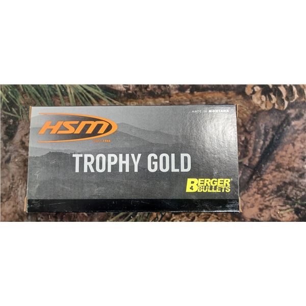 1 BOX 308 WIN.HSM TROPHY GOLD BERGER HPBT HUNTING VLD 168 GRAIN 2740 FPS 20 ROUNDS PER BOX NO SHIPPI
