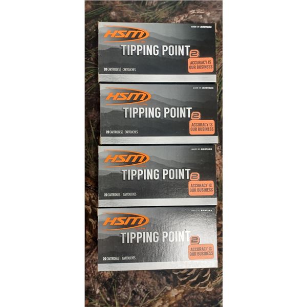 4 BOXES 308 WIN.HSM TIPPING POINT HORNADY SST 165 GRAIN 2645 FPS 20 ROUNDS PER BOX NO SHIPPING ON AU