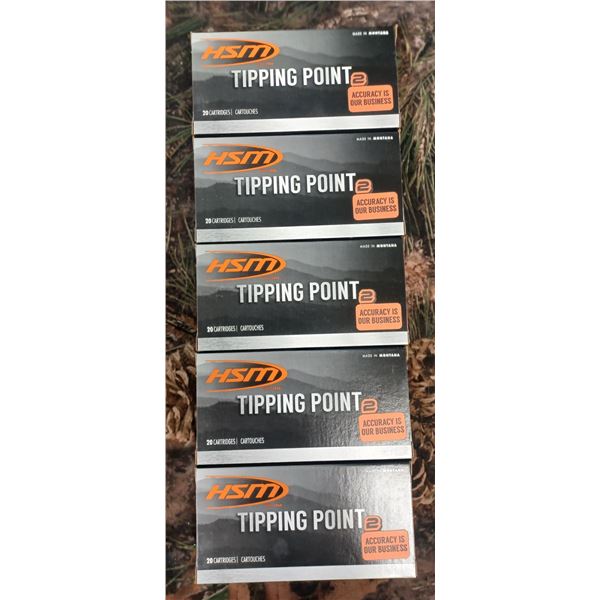 5 BOXES 308 WIN.HSM TIPPING POINT HORNADY SST 165 GRAIN 2645 FPS 20 ROUNDS PER BOX NO SHIPPING ON AU