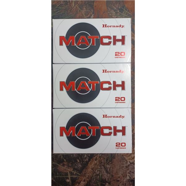 3 BOXES 308 HORNADY MATCH BTHP 168 GRAIN 20 ROUNDS PER BOX NO SHIPPING ON AMMUNTION