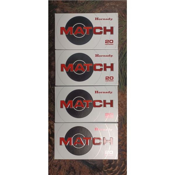 4 BOXES 308 HORNADY MATCH BTHP 178 GRAIN 20 ROUNDS PER BOX NO SHIPPING ON AMMUNTION