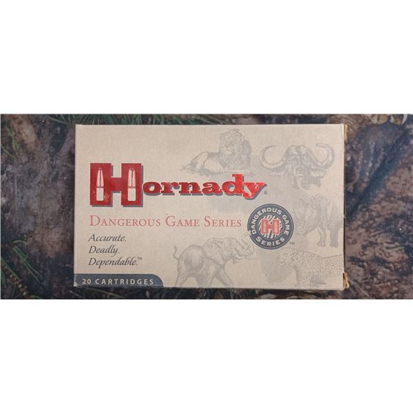 1 BOX 458 WIN. MAG HORNADY DANGEROUS GAME SERIES DGS SUPERFORMANCE 500 GRAIN 20 ROUNDS PER BOX NO SH