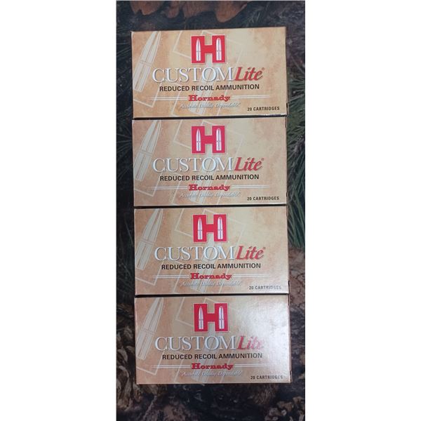 4 BOXES 7MM-08 REM HORNADY CUSTOM LITE REDUCED RECOIL SST 120 GRAIN 20 ROUNDS PER BOX NO SHIPPING ON