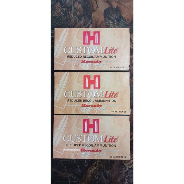 3 BOXES 7MM-08 REM HORNADY CUSTOM LITE REDUCED RECOIL SST 120 GRAIN 20 ROUNDS PER BOX NO SHIPPING ON