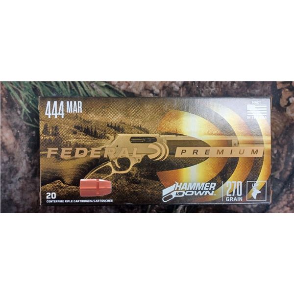 1 BOX 444 MAR, FEDERAL PREMIUN HAMMER DOWN 270 GRAIN 20 ROUNDS PER BOX NO SHIPPING ON AMMO