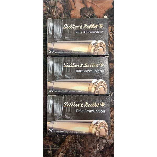 3 BOXES 6.5 X 57R SELLIER & BELLET SP 131 GRAIN/ 8,5G 20 ROUNDS PER BOX NO SHIPPING ON AMMO