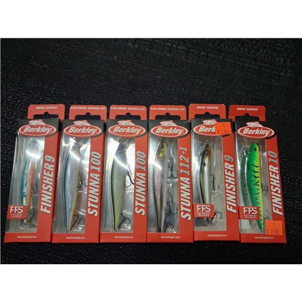BERKEY LOT OF 6 ASSORTED FISHING LURES SINKING, SLOWSINK
