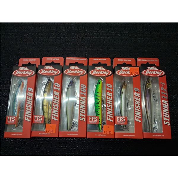 BERKEY LOT OF 6 ASSORTED FISHING LURES SINKING, SLOWSINK