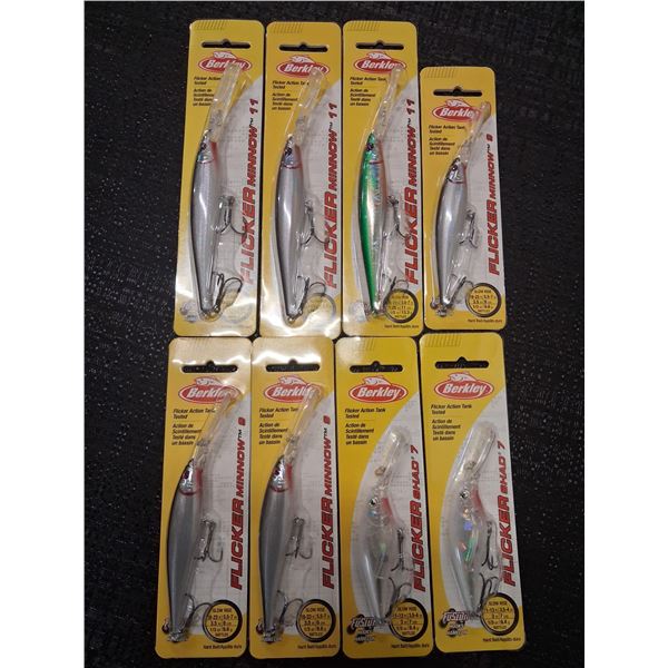 BERKLEY LOT OF 8 FISHING LURES- FLICKER MINNOW