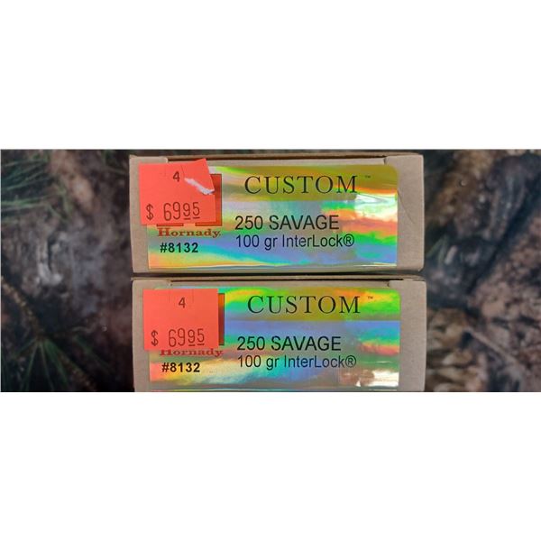 2 BOX 250 SAVAGE HORNADY CUSTOM INTEROCK 100 GRAIN 20 ROUNDS PER BOX NO SHIPPING ON AMMO