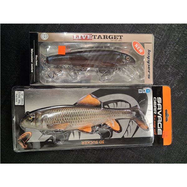 LIVE TARGET SUCKER BAIT DIVE DEEP 3'-5' 8', 3-OZ & SAVAGE GEAR 3D 12" FAST SINK