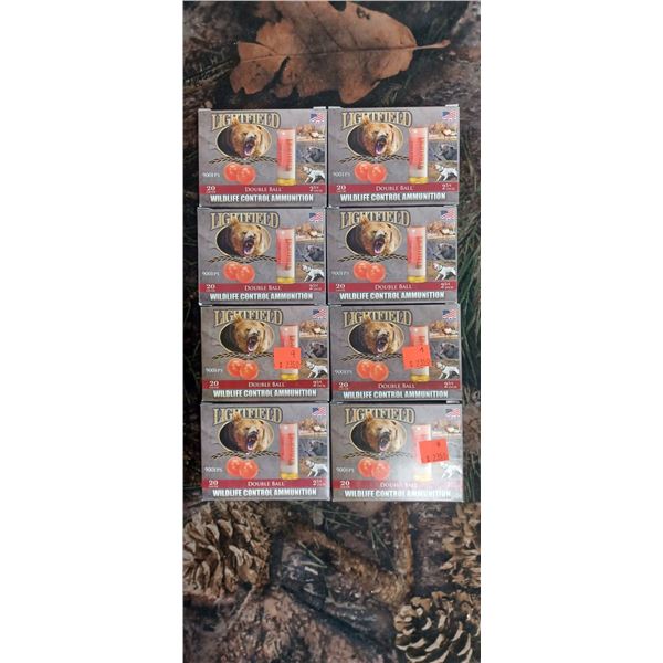 8 BOXES 20 GAUGE DOUBLE BLL WILDLIFE CONTROL AMMO LIGHTFIELD 2 3/4" 700FPS 5 ROUNDS PER BOX 20 ROUND