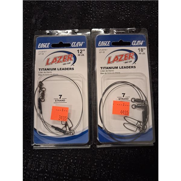 EAGLE CLAW TITANIUM LEADERS 12"-3016 & 18"-5016 2 CNT PER LOT