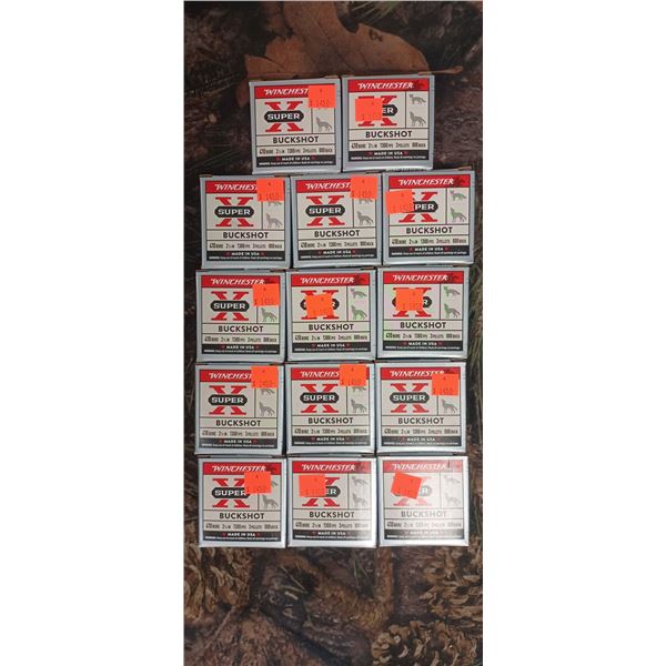 14 BOXES 410 GAUGE 000 BUCKSHOT WINSCHESTER SUPER X 2 1/2" 1300 FPS 3 PELLETS 5 ROUNDS PER BOX NO SH