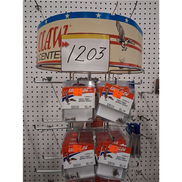 WHOLE SPIN RACK-INCLUDEDS THE RACK-VARIOUS TREBLE HOOKS SOFT BAIT, TREBLE, SPLITINGS SLOW TURN HOOKS