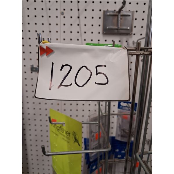 WHOLE SPIN RACK-INCLUDEDS THE RACK-VARIOUS SIZES OF SNELLED HOOKS, STINGER SNELLS & BAITING NEEDLES