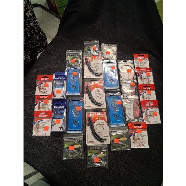 LARGE ASSORTED LOT OCTOPUS HOOKS, LEADERS, SLOW D-RIGS, RIVER RIGS 39 CNT EACH