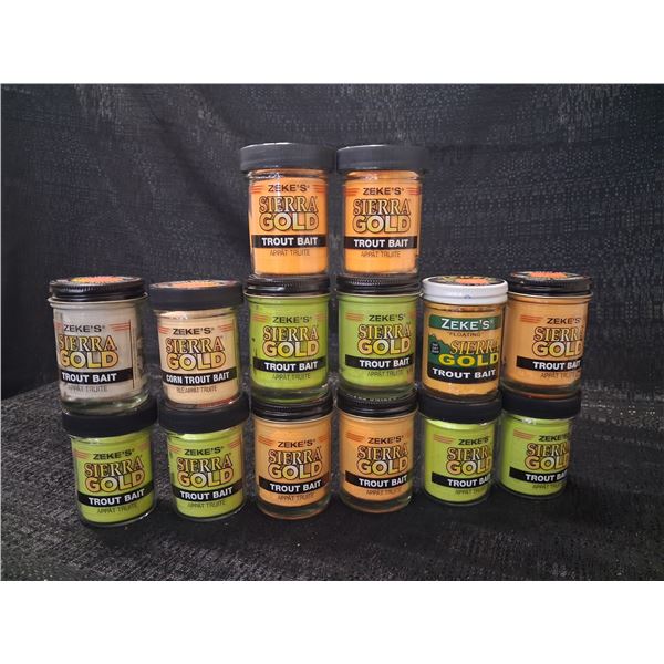 VARIOUS LOT OF ZEKES POWER BAIT GREEN, WHITE, ORANGE 14 CNT