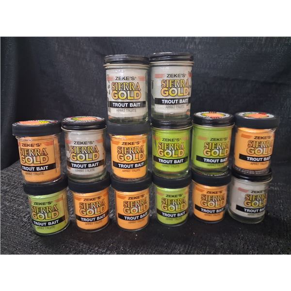 VARIOUS LOT OF ZEKES POWER BAIT GREEN, WHITE, ORANGE 14 CNT