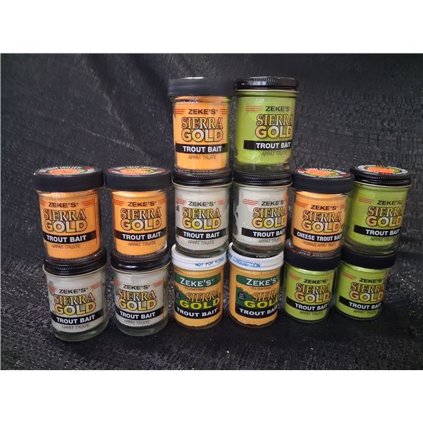 VARIOUS LOT OF ZEKES POWER BAIT GREEN, WHITE, ORANGE 14 CNT
