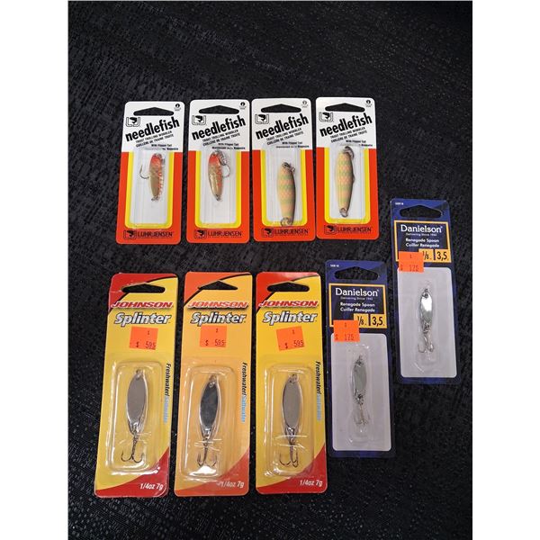 ASSORTMENT OF FISHING LURES MADE BY JOHNSON, DANIELSON & LUHR JENSEN 9 CNT