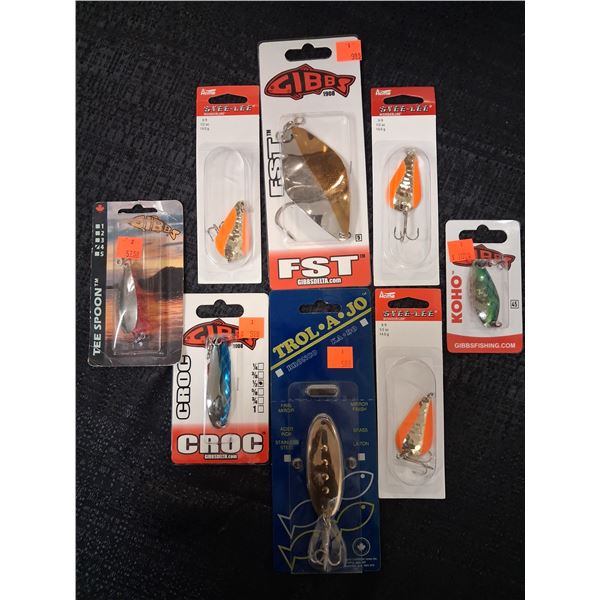 MIXED SPOONS, GIBBS CROC KOHO ACME 8 CNT