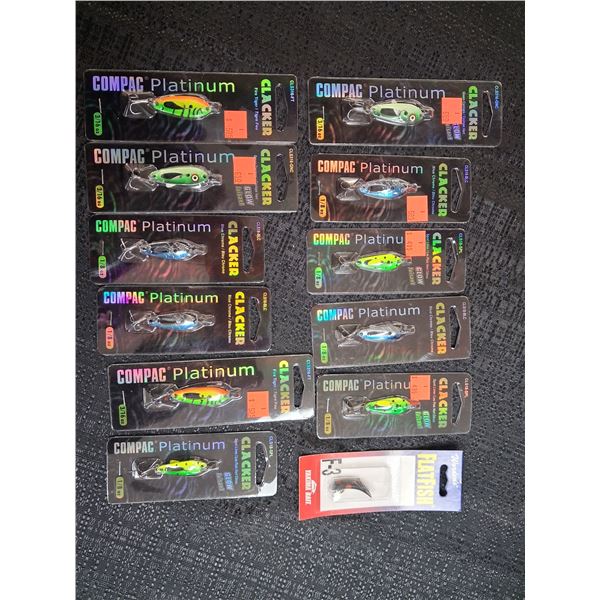 MIXED FISHING LURERS CLACKERS, FLATFISH 12 CNT