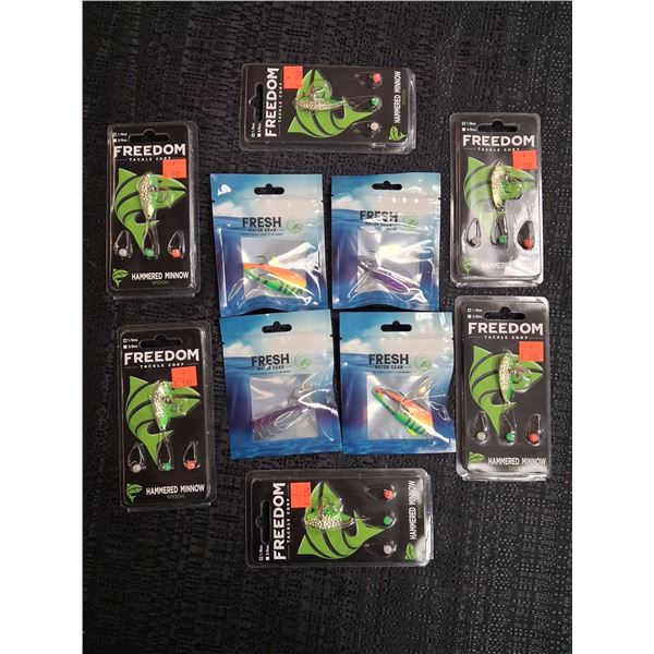 MIXED FISHING LURES FREEDOM MINNOWS, CLACKER 10 CNT