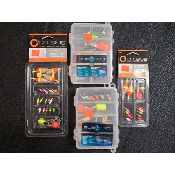 ICE FISHING KIT COMOS, KITS FOR WALLEYE, PERCH-HOOKS & FLOATS 4CNT