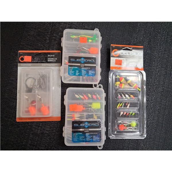 ICE FISHING KIT COMOS, KITS FOR WALLEYE, PERCH-HOOKS & FLOATS 4CNT