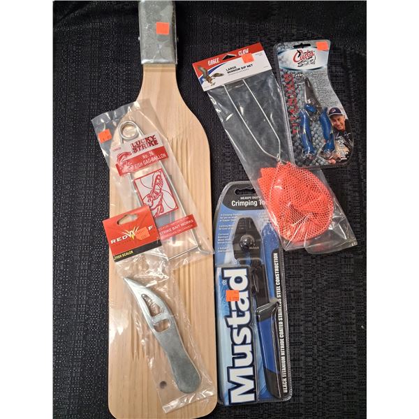 MUSTAD CRIMP TOOL, CUCLA PLIERS, FISH CLEANING BOARD, NET 6CNT