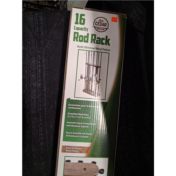 16 CAPACITY ROD RACK RUSTIC WOOD PATTERN 1 CNT